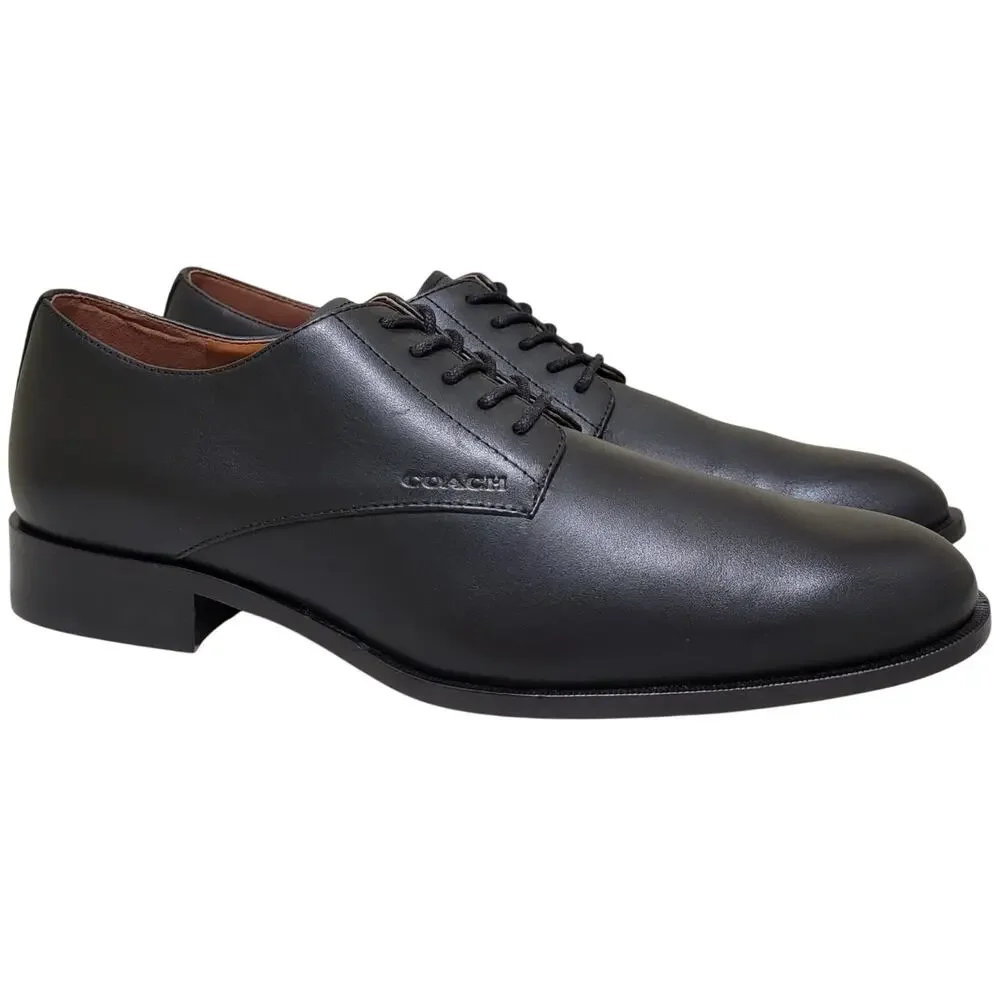 Coach Men Sculpt C Derby Plain Toe Lace Up Oxfords Size US 8D Black Leather